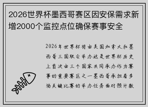 2026世界杯墨西哥赛区因安保需求新增2000个监控点位确保赛事安全 2026世界杯墨西哥赛区因安保需求新增2000个监控点位确保赛事安全